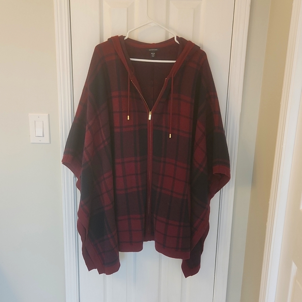 Lands' End Cashmere Wool Blend Poncho Coat, 10-18/OS